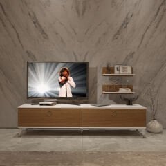Decoraktiv Eko 4 Mdf Std Gold Tv Ünitesi Tv Sehpası Beyaz - Ceviz