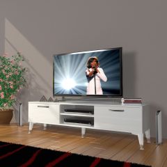 Decoraktiv Eko 140 Mdf Dvd Silver Tv Ünitesi Tv Sehpası Parlak Beyaz