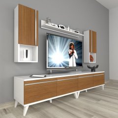 Decoraktiv Eko 5220TA Mdf Retro Tv Ünitesi Tv Sehpası Beyaz - Ceviz