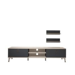 Decoraktiv Eko 4 Mdf Dvd Gold Tv Ünitesi Tv Sehpası Beyaz - Antrasit