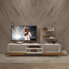 Decoraktiv Eko 4 Mdf Dvd Gold Tv Ünitesi Tv Sehpası Beyaz - Ceviz