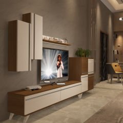 Decoraktiv Eko 6 Mdf Std Retro Tv Ünitesi Tv Sehpası Ceviz - Beyaz