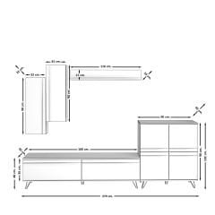 Decoraktiv Eko 6 Mdf Std Retro Tv Ünitesi Tv Sehpası Ceviz - Beyaz