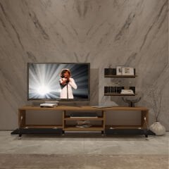 Decoraktiv Eko 4 Mdf Dvd Gold Tv Ünitesi Tv Sehpası Ceviz - Siyah
