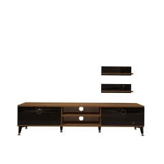 Decoraktiv Eko 4 Mdf Dvd Gold Tv Ünitesi Tv Sehpası Ceviz - Siyah