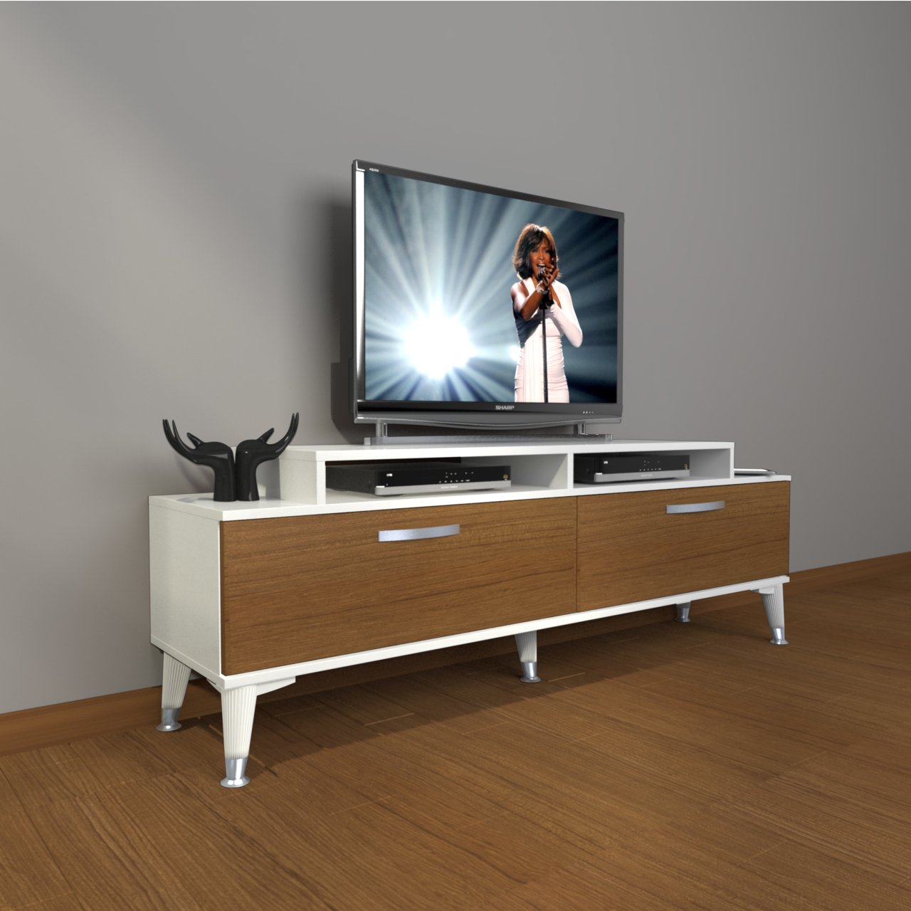 Decoraktiv Ekoflex 4 Slm Silver Tv Ünitesi Tv Sehpası Beyaz - Ceviz