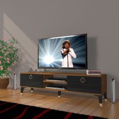 Decoraktiv Eko 140 Mdf Dvd Gold Tv Ünitesi Tv Sehpası Ceviz - Siyah