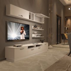 Decoraktiv Trendstyle 5220 Mdf Tv Ünitesi Tv Sehpası Parlak Beyaz