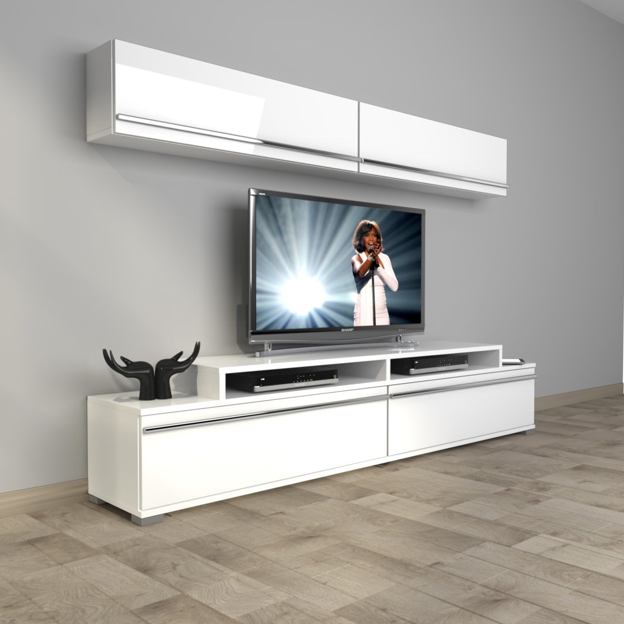 Decoraktiv Ekoflex 5 Mdf Tv Ünitesi Tv Sehpası Parlak Beyaz
