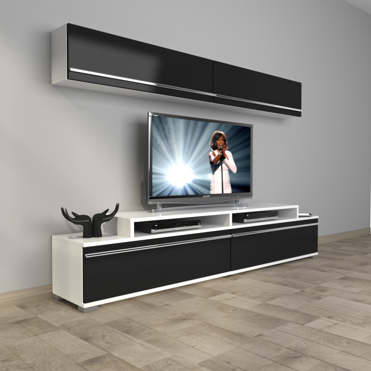 Decoraktiv Ekoflex 5 Mdf Tv Ünitesi Tv Sehpası Beyaz - Siyah