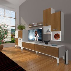 Decoraktiv Eko 6DA Mdf Std Silver Tv Ünitesi Tv Sehpası Beyaz - Ceviz