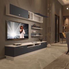Decoraktiv Trendstyle 5220 Mdf Tv Ünitesi Tv Sehpası Beyaz - Antrasit