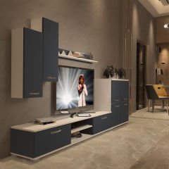 Decoraktiv Eko 6 Mdf Dvd Tv Ünitesi Tv Sehpası Beyaz - Antrasit