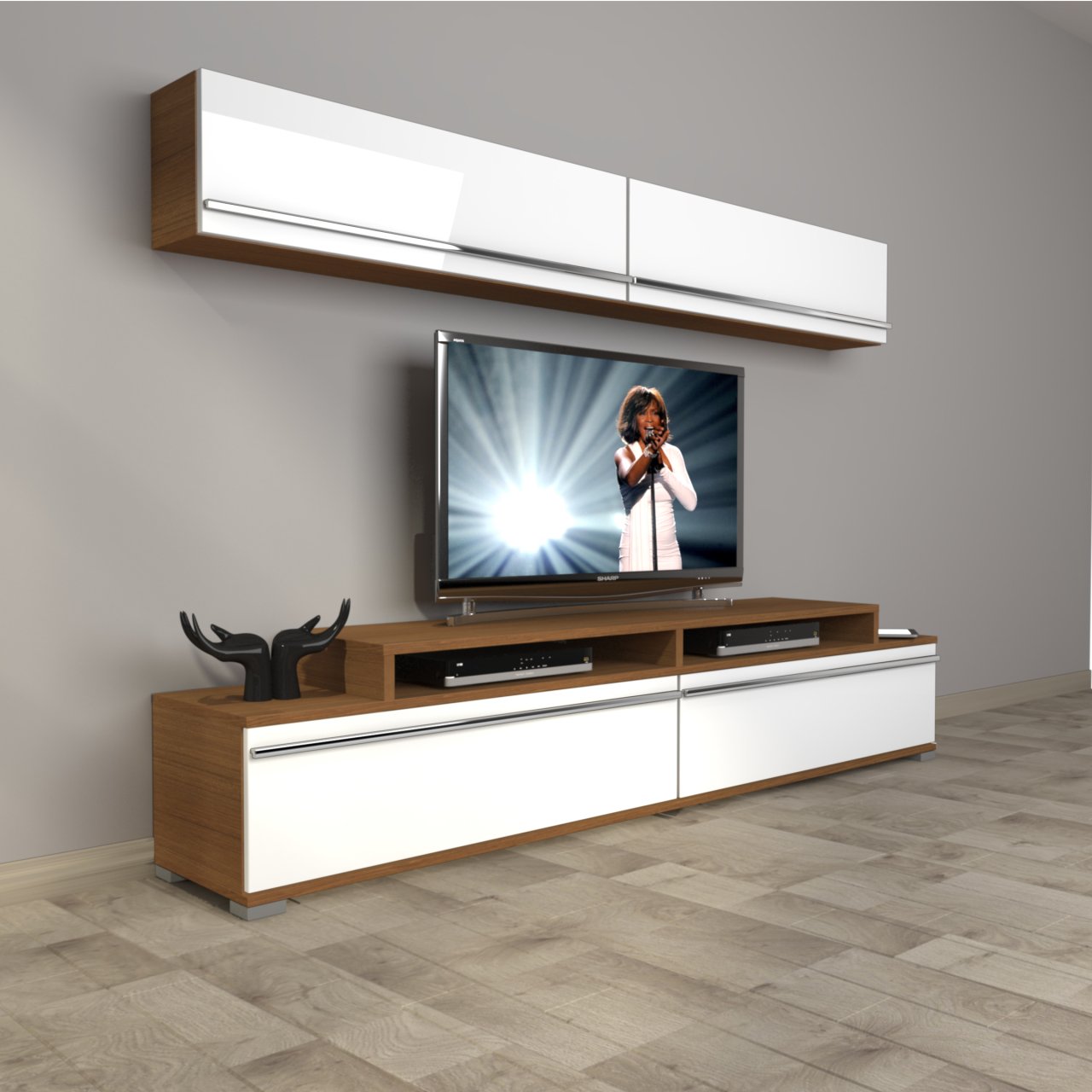 Decoraktiv Ekoflex 5 Mdf Tv Ünitesi Tv Sehpası Ceviz - Beyaz