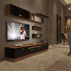 Decoraktiv Trendstyle 5220 Mdf Tv Ünitesi Tv Sehpası Ceviz - Siyah