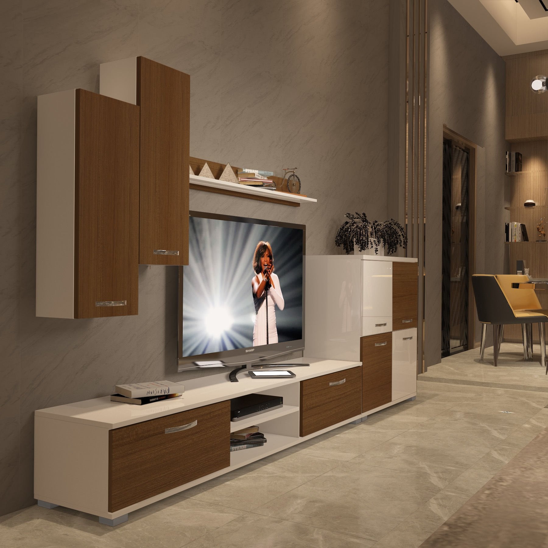 Decoraktiv Eko 6 Mdf Dvd Tv Ünitesi Tv Sehpası Beyaz - Ceviz