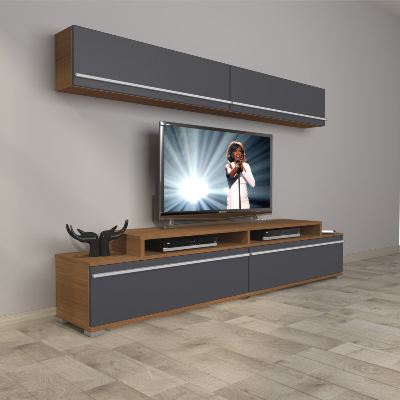 Decoraktiv Ekoflex 5 Mdf Tv Ünitesi Tv Sehpası Ceviz - Antrasit