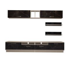 Decoraktiv Trendstyle 5220 Mdf Tv Ünitesi Tv Sehpası Beyaz - Siyah Mermer