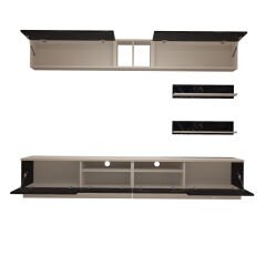 Decoraktiv Trendstyle 5220 Mdf Tv Ünitesi Tv Sehpası Beyaz - Siyah Mermer