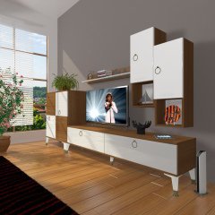Decoraktiv Eko 6DA Mdf Std Gold Tv Ünitesi Tv Sehpası Ceviz - Beyaz