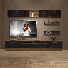 Decoraktiv Trendstyle 5220 Mdf Tv Ünitesi Tv Sehpası Pera - Siyah Mermer