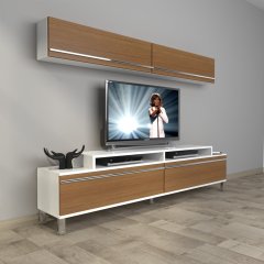 Decoraktiv Ekoflex 5 Mdf Krom Ayaklı Tv Ünitesi Tv Sehpası Beyaz - Ceviz