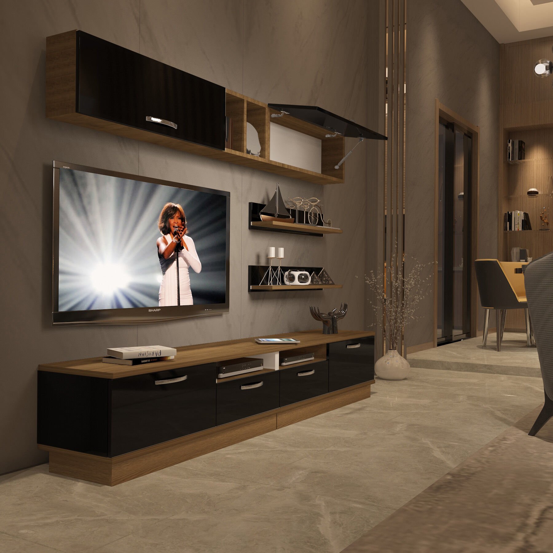 Decoraktiv Trendstyle 5220 Mdf Tv Ünitesi Tv Sehpası Pera - Siyah