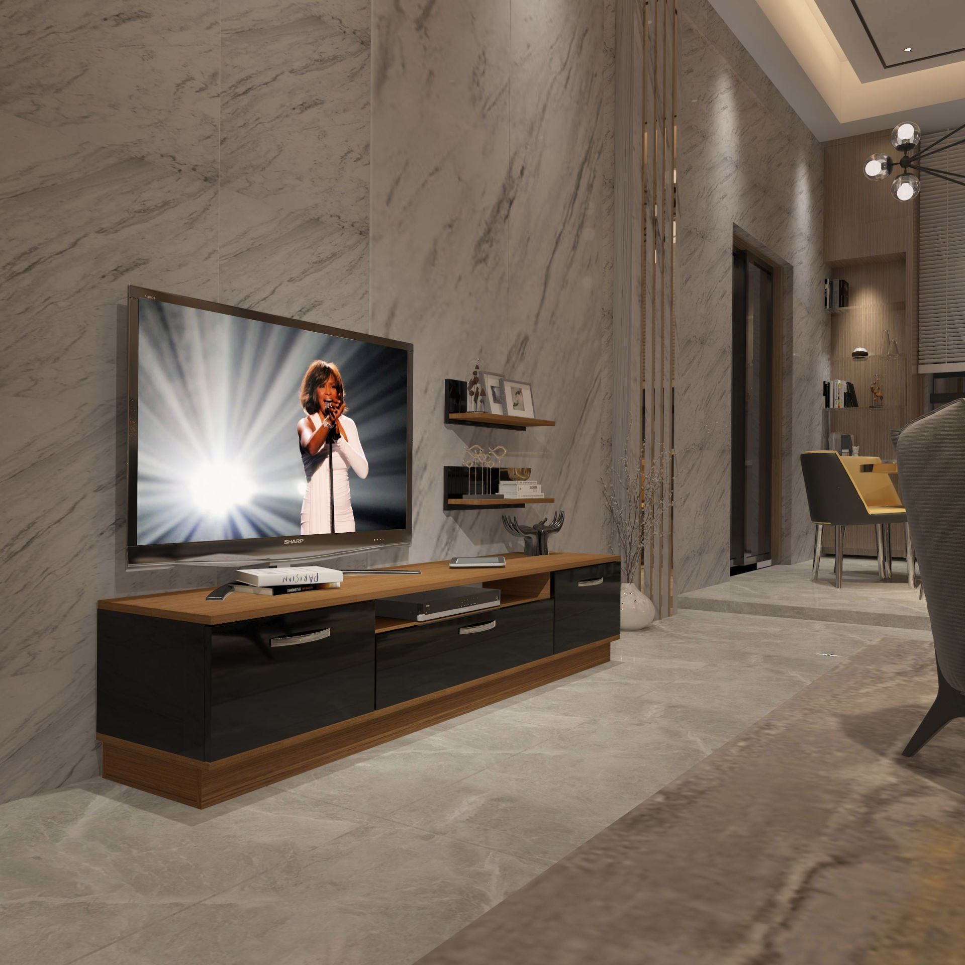 Decoraktiv Trendstyle 4 Mdf Tv Ünitesi Tv Sehpası Ceviz - Siyah