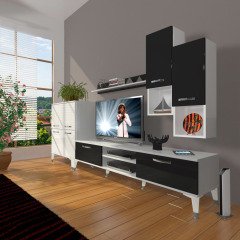 Decoraktiv Eko 6DA Mdf Dvd Silver Tv Ünitesi Tv Sehpası Beyaz - Siyah
