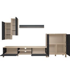 Decoraktiv Eko 6 Mdf Dvd Krom Ayaklı Tv Ünitesi Tv Sehpası Beyaz - Antrasit