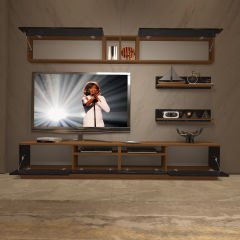 Decoraktiv Trendstyle 5220 Mdf Tv Ünitesi Tv Sehpası Ceviz - Siyah Mermer