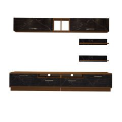 Decoraktiv Trendstyle 5220 Mdf Tv Ünitesi Tv Sehpası Ceviz - Siyah Mermer