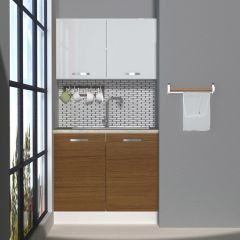 Decoraktiv Mini 90 MDF Hazır Mutfak Dolabı Ceviz - Beyaz