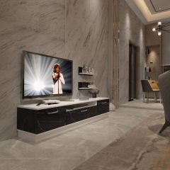 Decoraktiv Trendstyle 4 Mdf Tv Ünitesi Tv Sehpası Beyaz - Siyah Mermer