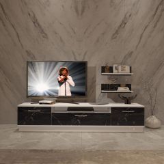Decoraktiv Trendstyle 4 Mdf Tv Ünitesi Tv Sehpası Beyaz - Siyah Mermer