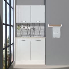 Decoraktiv Mini 90 MDF Hazır Mutfak Dolabı Parlak Beyaz