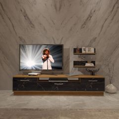 Decoraktiv Trendstyle 4 Mdf Tv Ünitesi Tv Sehpası Pera - Siyah Mermer
