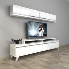 Decoraktiv Ekoflex 5 Mdf Retro Tv Ünitesi Tv Sehpası Parlak Beyaz