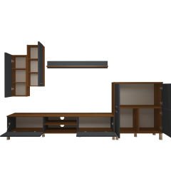 Decoraktiv Eko 6 Mdf Dvd Krom Ayaklı Tv Ünitesi Tv Sehpası Ceviz - Antrasit