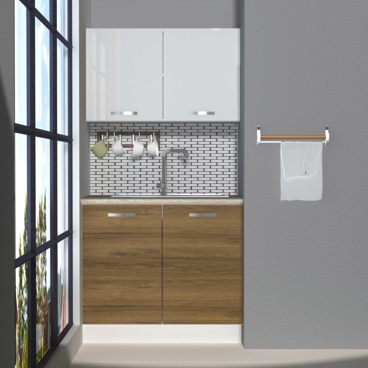 Decoraktiv Mini 90 MDF Hazır Mutfak Dolabı Pera - Beyaz
