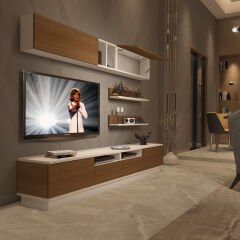 Decoraktiv Trendstyle 5220S Mdf Tv Ünitesi Tv Sehpası Beyaz - Ceviz