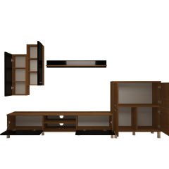 Decoraktiv Eko 6 Mdf Dvd Krom Ayaklı Tv Ünitesi Tv Sehpası Ceviz - Siyah