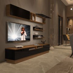 Decoraktiv Trendstyle 5220S Mdf Tv Ünitesi Tv Sehpası Ceviz - Siyah