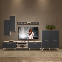Decoraktiv Eko 6 Mdf Dvd Retro Tv Ünitesi Tv Sehpası Beyaz - Antrasit