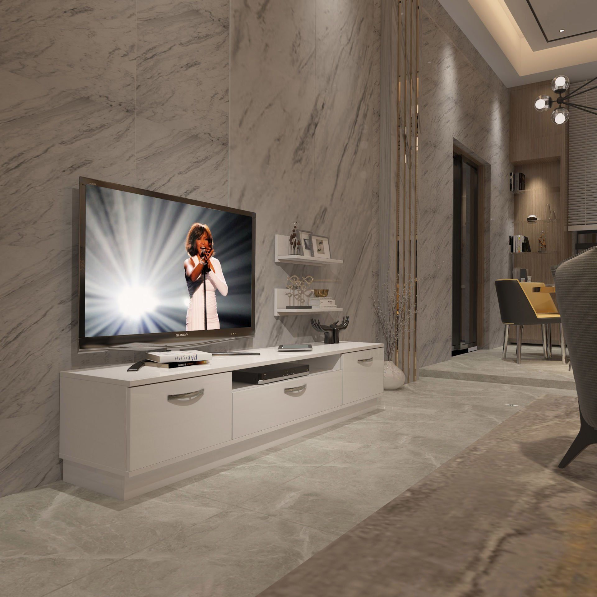 Decoraktiv Trendstyle 4 Slm Tv Ünitesi Tv Sehpası Parlak Beyaz