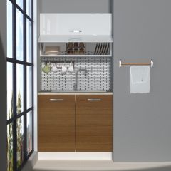 Decoraktiv Mini 90Y MDF Hazır Mutfak Dolabı Ceviz - Beyaz