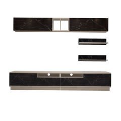 Decoraktiv Trendstyle 5220S Mdf Tv Ünitesi Tv Sehpası Beyaz - Siyah Mermer