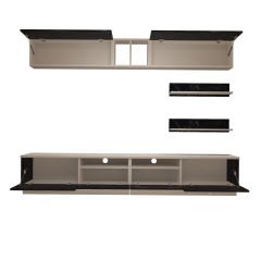 Decoraktiv Trendstyle 5220S Mdf Tv Ünitesi Tv Sehpası Beyaz - Siyah Mermer