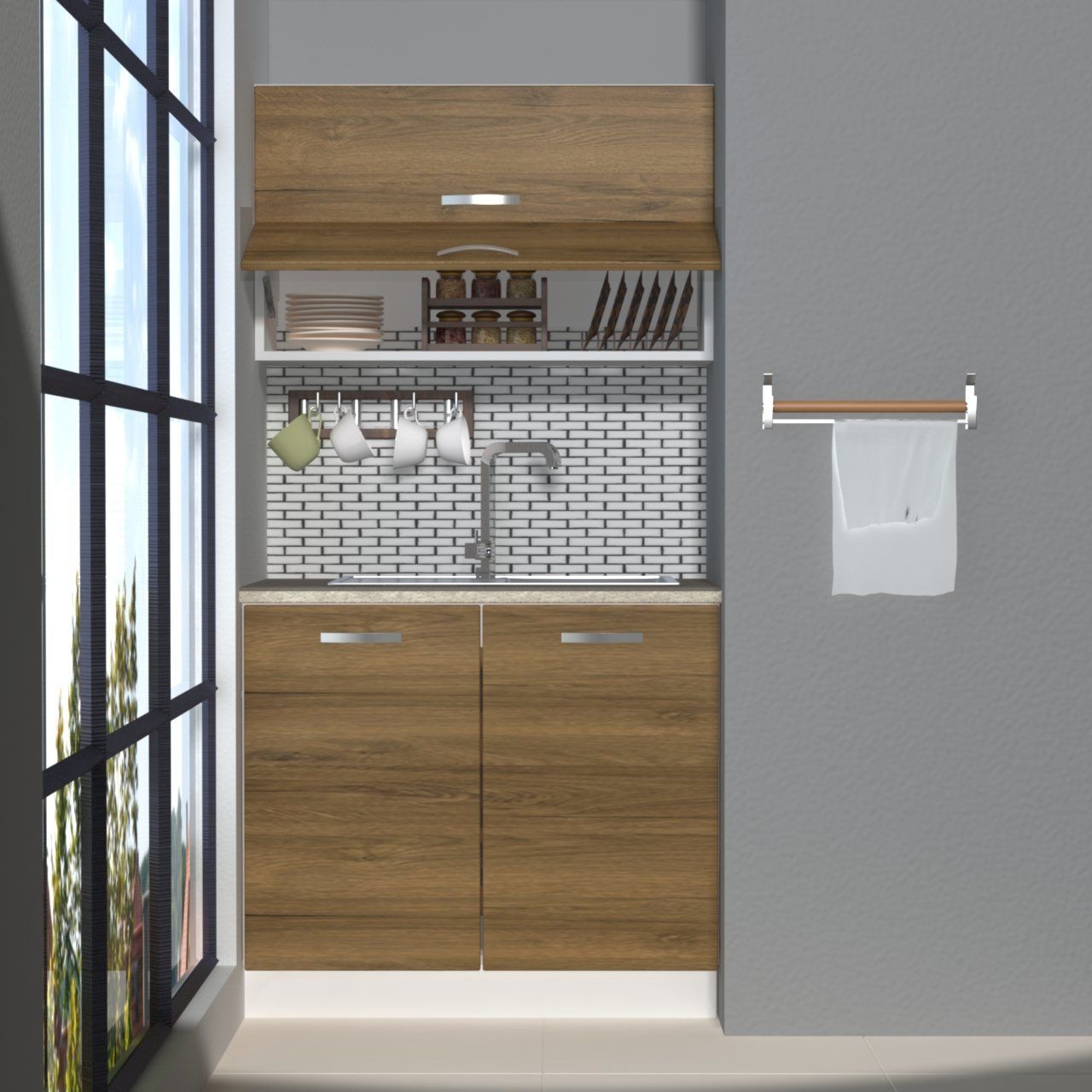 Decoraktiv Mini 90Y MDF Hazır Mutfak Dolabı Pera