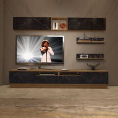 Decoraktiv Trendstyle 5220S Mdf Tv Ünitesi Tv Sehpası Pera - Siyah Mermer